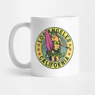 Surfing Los Angeles California T-Shirt Mug